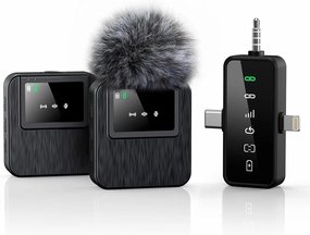 3-in-1 Professional Wireless Lavalier Microphone for iPhone, Android, Camera – 328ft Range, 20H Battery, Wireless Microphones, Noise Canceling for Recording, Live Streaming, YouTube, TikTok