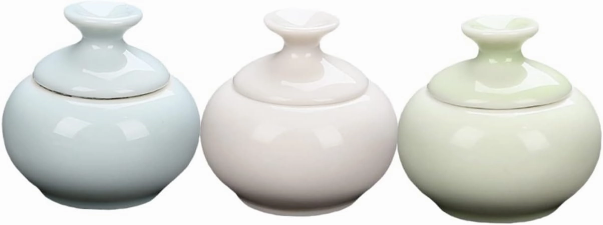 3pcs Ceramic Tea Jars Lids Travel Sample Storage Containers for Lip Balm Creams Cosmetics Compact Design