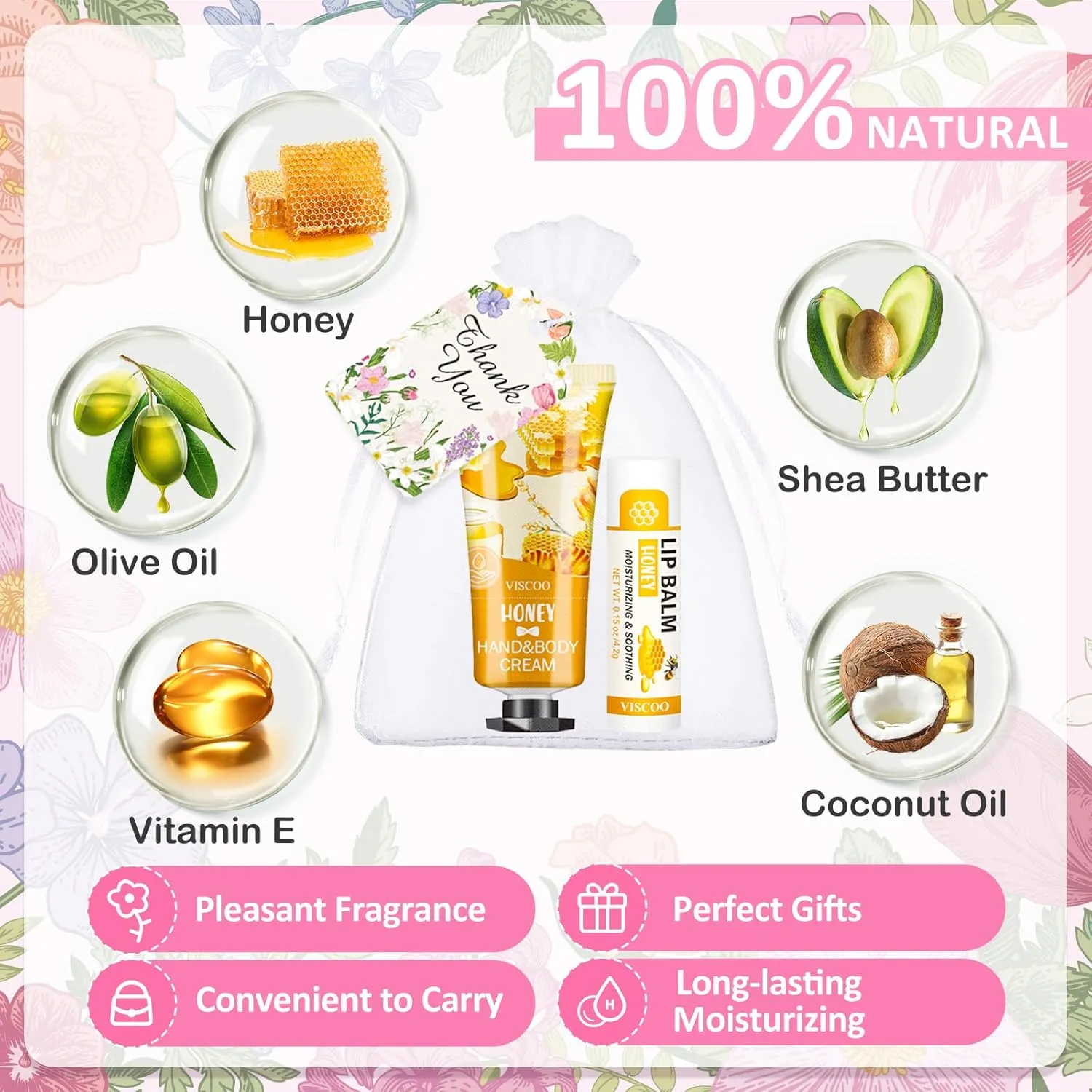 40 Sets Hand Cream Bulk and Lip Balm Bulk Set, Bridal Shower Favors and Wedding Favors for Guests with Thank You Card and Organza Bags, Baby Shower Party Favors, Thank You Gifts for Women