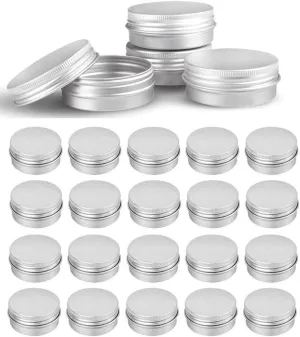 48 Pcs 1 oz Tins Silver Aluminum Tins Cans Screw Top Round Steel tins Screw Lid Containers