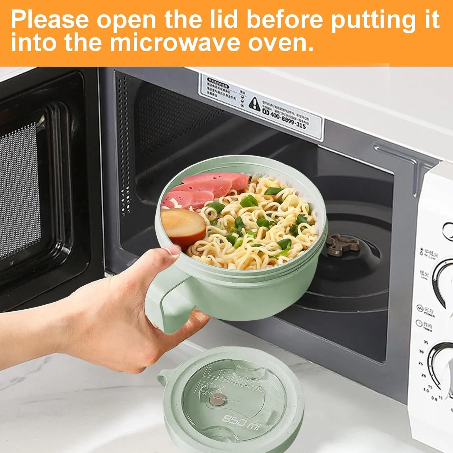4Pack Wheat Straw Microwave Ramen Bowl Set Noodle Bowls With Lid and Spoon, Improved Easy-Grip Design for On-the-Go - Holds Soup, Rice, Cereal & More - BPA-Free