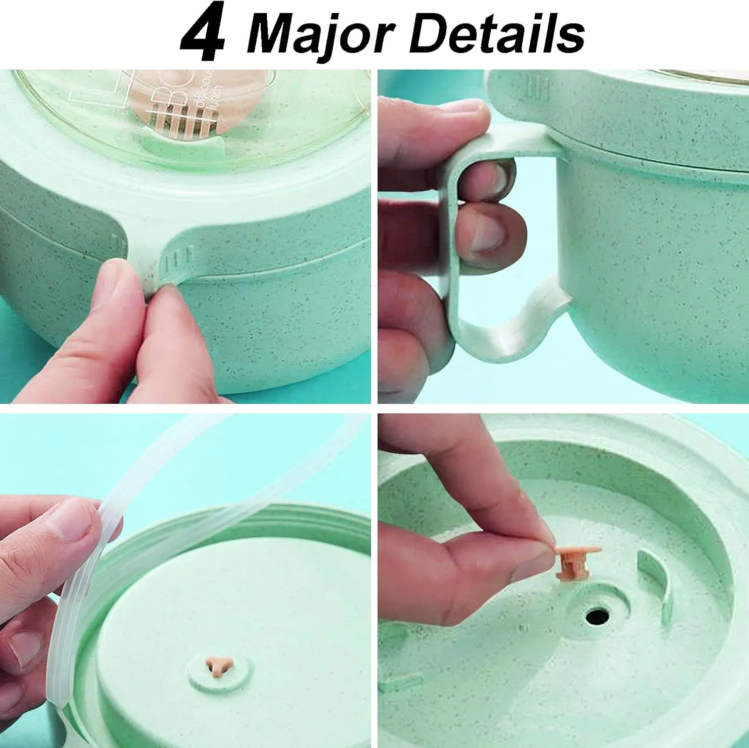 4Pack Wheat Straw Microwave Ramen Bowl Set Noodle Bowls With Lid and Spoon, Improved Easy-Grip Design for On-the-Go - Holds Soup, Rice, Cereal & More - BPA-Free