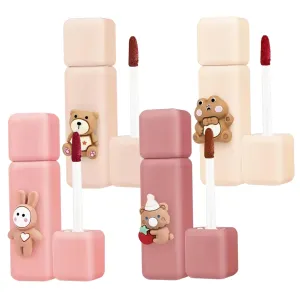 4Pcs Lip Gloss Set, Matte Velvet Lip Tint, Non-Stick Cup Waterproof Lipstick 4 Colors Velvet Fog Muddy Texture Stain Long-Lasting for Lips and Cheeks, Stain