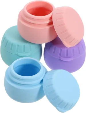 4pcs Silicone Cream Jars Travel Cosmetic Containers Refillable Cream Bottles Leak-proof Toiletries Jar with Lid Small Sample Containers for Women and Girls