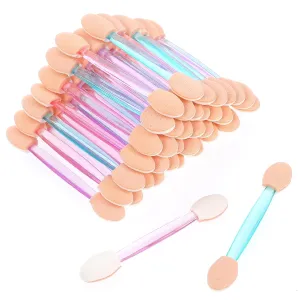 500 Pcs Disposable Eyeshadow Brushes Dual Sides Eye Shadow Applicator Disposable Eye Makeup Brushes Foam Makeup Brush Sponge Tipped for Women Lady Girls(2.44 Inch,Mixed Colors)