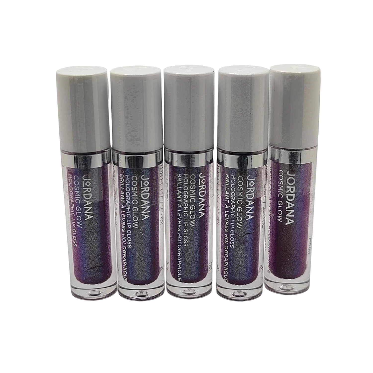 5 Pack JORDANA Cosmic Glow Holographic Lip Gloss - Iridescent Purple
