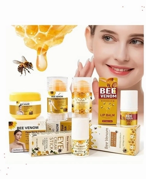 5pcs Honey Bee Venom Skincare Set - Eye Cream Stick Lip Balm Face & Neck Hand Foot Moisturizing Hydrating with Natural Extract for Smooth Radiant Skin
