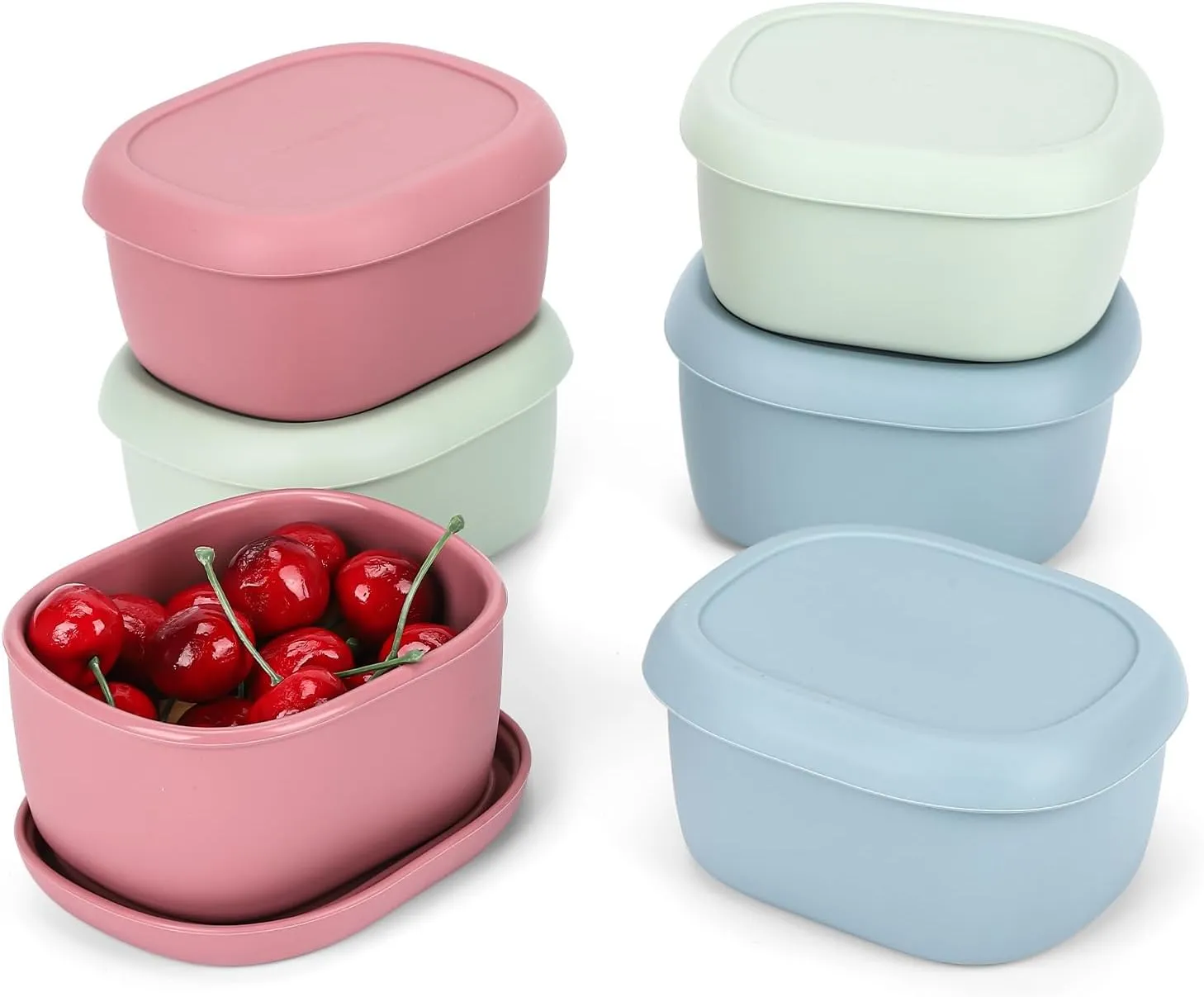 6 pcs 10 oz Silicone Snack Containers for Kids Small Food Containers with Lids, Fruit Containers for Lunch, Stackable Lunch Containers for Kids, Daycare, School and Travel