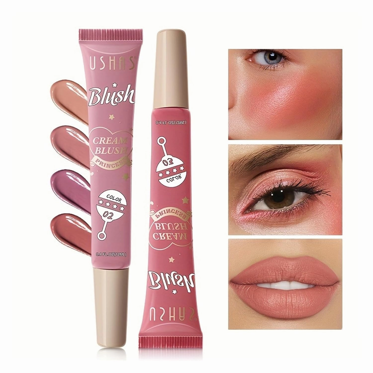6pc 4-color Liquid Blush, Eye Shadow, Lip And Cheek Dual-use, Natural Fine Shimmering Highlight (Color : 04-6PC)