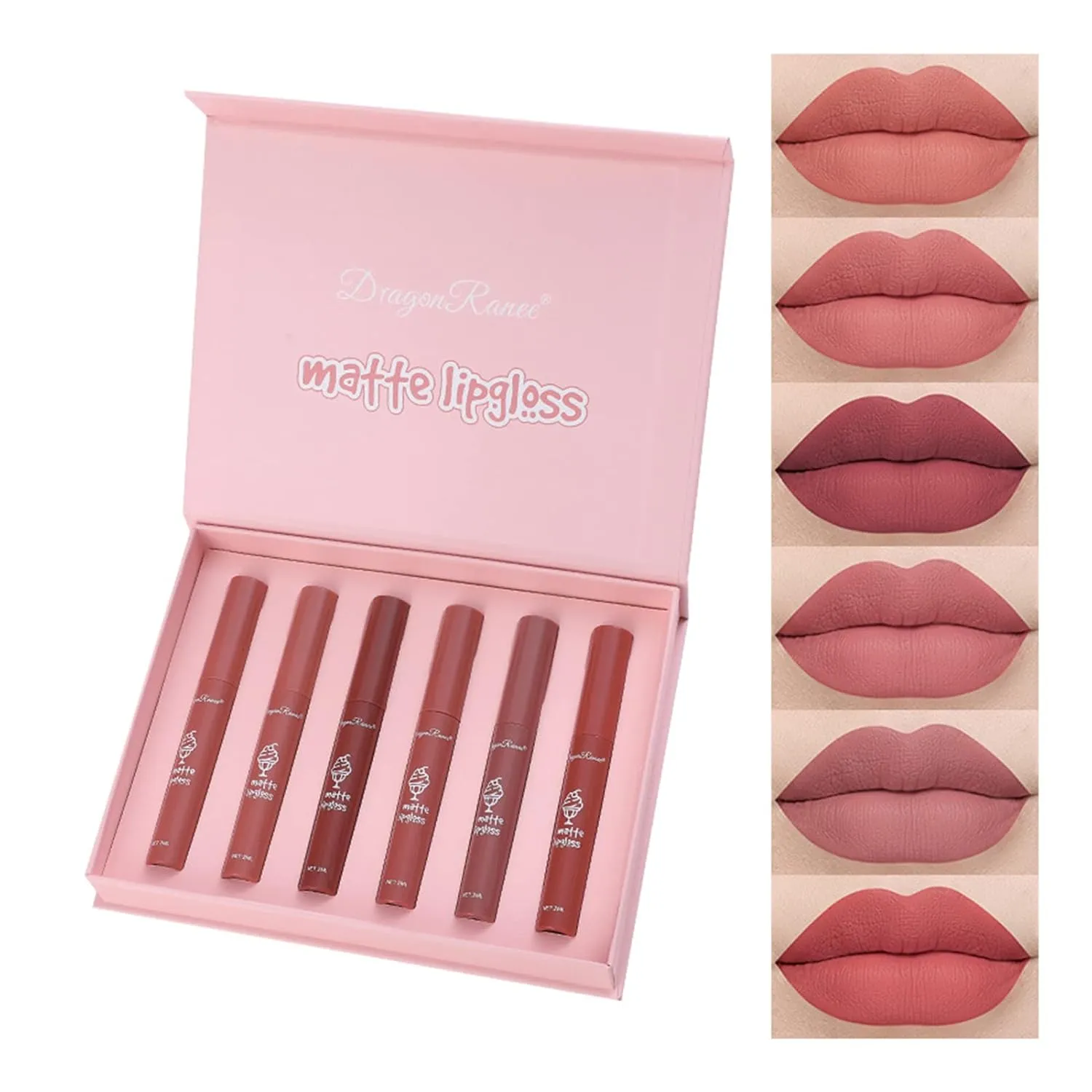 6pcs Women Cute Velvet Matte Lip Gloss Set Girls Moisturizing Lip Glaze Women Girls Cosmetic Supplies