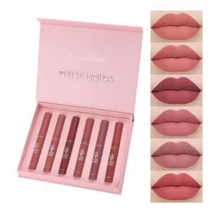 6pcs Women Cute Velvet Matte Lip Gloss Set Girls Moisturizing Lip Glaze Women Girls Cosmetic Supplies
