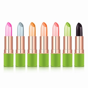 7 Colors Aloe Vera Lipstick Jelly Lipstick Long Lasting Moisturizing Lip Balm Magic Temperature Color Changing Lip Care (7 PCS)