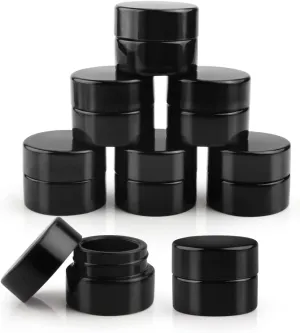 8 Pcs UV Protection Black Glass Jar 5g Cosmetic Cream Jar Travel Makeup Sample Jar Refillable Pot Jar Containers For Cream Lotion