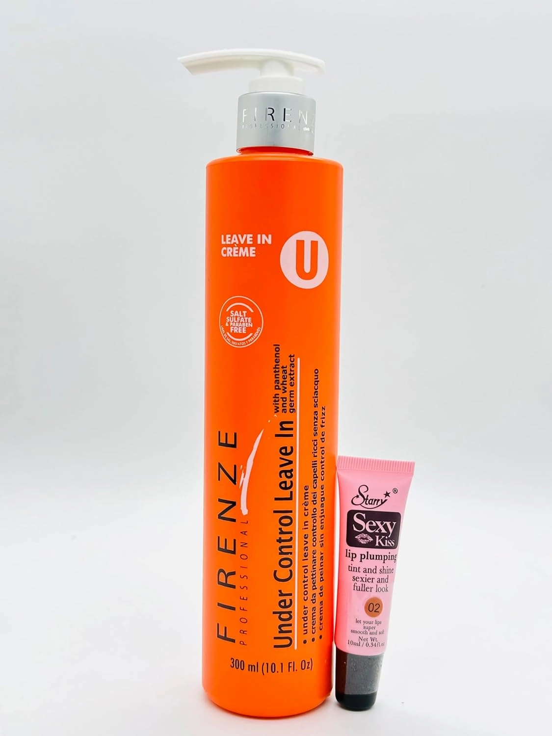 (U-Under-Control Leave in Conditioner with Panthenol and Wheat Protein -Free Starry Lip Gloss 10ml (300ml/10.1 fl oz), Clear
