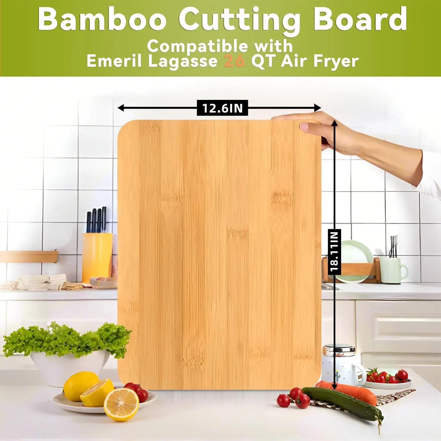 Accessories for Emeril Lagasse 26 QT Extra Large Air Fryer, Cutting Board for Emeril Lagasse Air Fryer with Heat Resistant Silicone Feet, Crate Extra Storage, Protects Kitchen Surfaces
