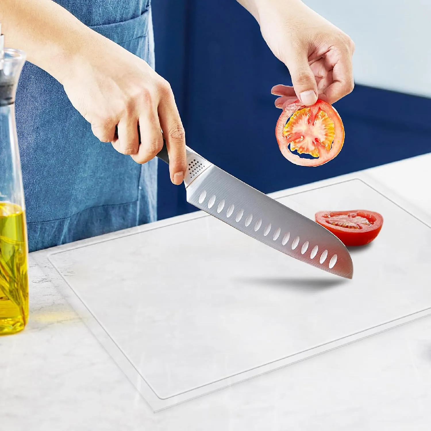 Acrylic Cutting Board with Juice Groove, Non Slip Clear Cutting Board with Counter Lip, 20"x16" Cutting Boards for Kitchen Countertop, Aesthetic Kitchen Décor