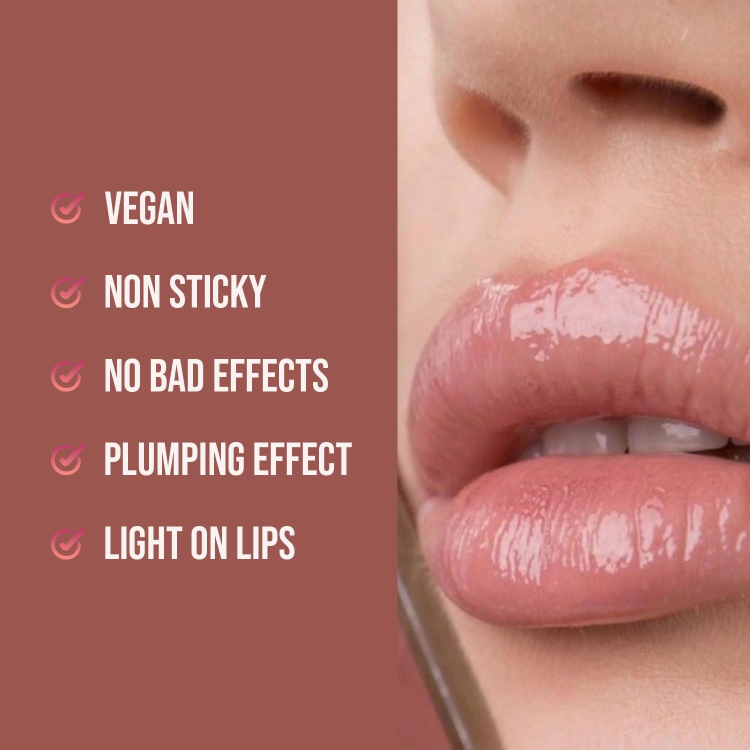 aden Lip Gloss – 5ml – Non Sticky & Hydrating – Plumping, Shining & Vegan – Made in Italy (03 Angel Pink)