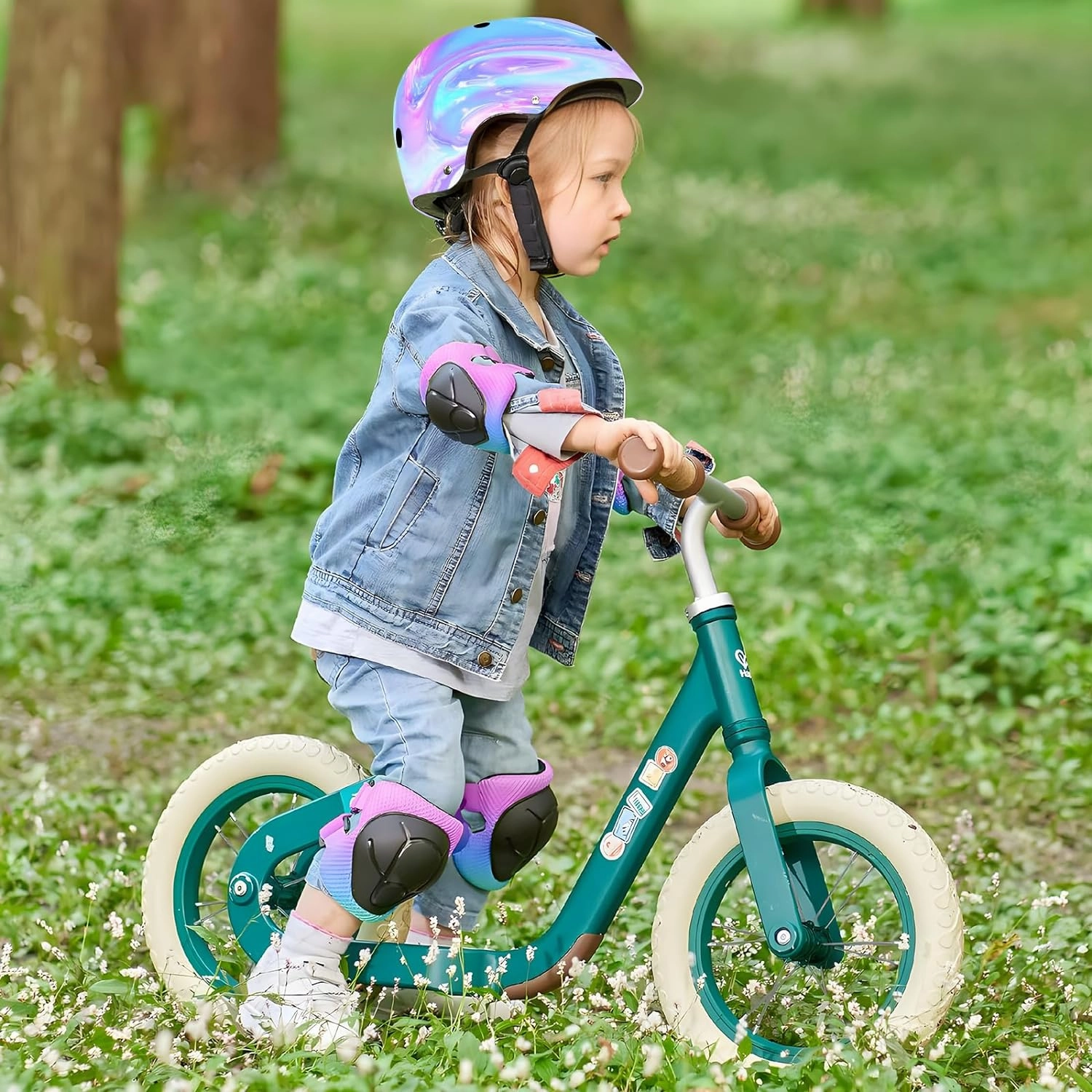 Adjustable Gradient Color Kids/Toddler Bike Helmet for 1-2-3-5-8-14 Years Boys Girls,Skateboard Helmet with Knee and Elbow Pads Wrist Guard Roller Skates,Cycling,Skating Scooter Longboard