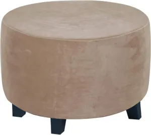 ADPON Velvet Plush Ottoman Cover,Super Stretch Round Ottoman Slipcover Washable Storage Stool Furniture Protector for Living Room (Medium,Taupe)