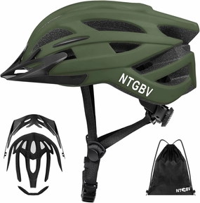 Adult Bike Helmet for Men/Women with Helmet Bag 2 Removable Moisture-Wicking Liners & Visors Lightweight Shockproof Adjustable Design CPSC 1203 & EN 1078 Safety Certified for Road/Commute/MTB