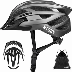 Adult Bike Helmet for Men/Women with Helmet Bag 2 Removable Moisture-Wicking Liners & Visors Lightweight Shockproof Adjustable Design CPSC 1203 & EN 1078 Safety Certified for Road/Commute/MTB