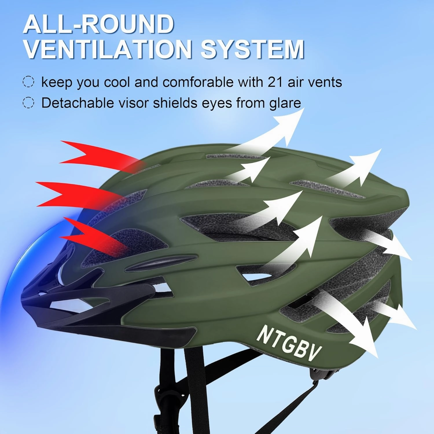 Adult Bike Helmet for Men/Women with Helmet Bag 2 Removable Moisture-Wicking Liners & Visors Lightweight Shockproof Adjustable Design CPSC 1203 & EN 1078 Safety Certified for Road/Commute/MTB