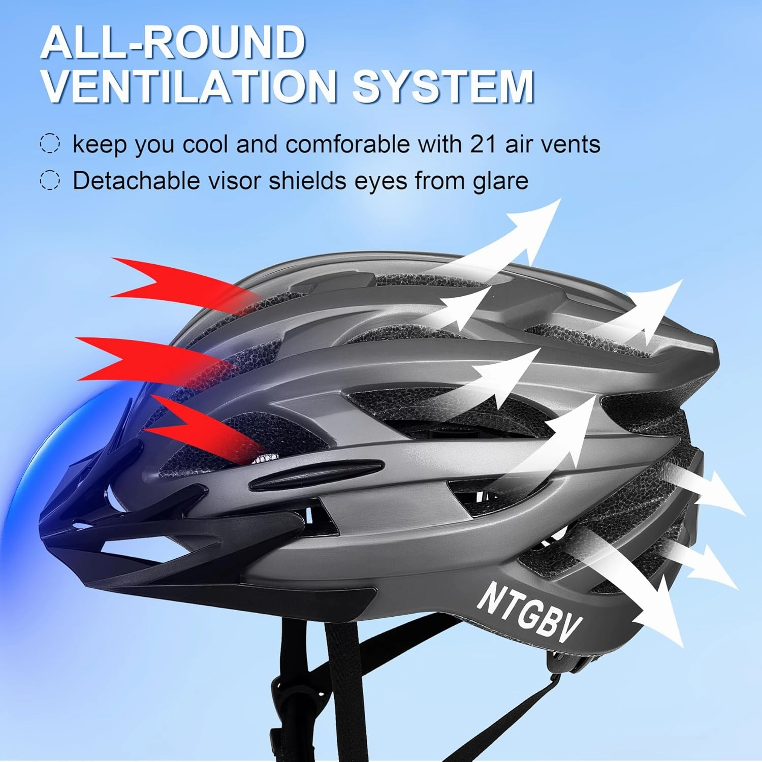 Adult Bike Helmet for Men/Women with Helmet Bag 2 Removable Moisture-Wicking Liners & Visors Lightweight Shockproof Adjustable Design CPSC 1203 & EN 1078 Safety Certified for Road/Commute/MTB