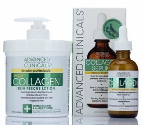 Advanced Clinicals Collagen Plumping Facial Serum   Collagen Skin Rescue Cream Set