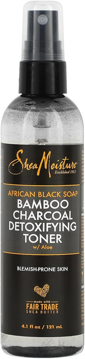 African Black Soap Bamboo Charcoal Detoxifying Toner with Aloe (4.5 Fluid Ounces)