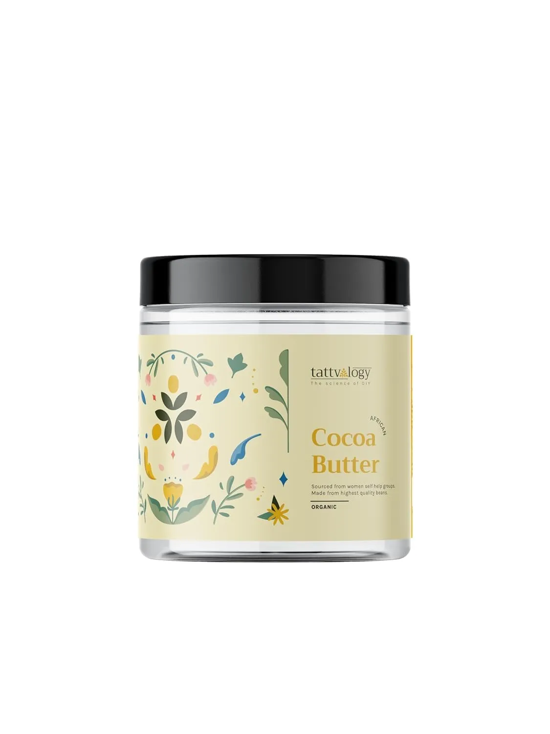 African Cocoa Butter | Organic, Raw & Unrefined | Moisturizer | For Body Lotion, Stretch Marks, Lip Balms, DIY Creams & Moisturizer | Ideal For Men & Woman | In Glass Jar - 50 GM