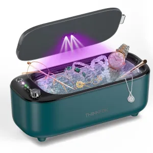 AI Ultrasonic Jewelry Cleaner, Jewelry Cleaning Machine Smart Variable Frequency 47KHz - 50KHz, Professional Sonic Cleaner with UV for Rings, Glasses, Watches, Dentures, Retainer, Earrings, Necklaces