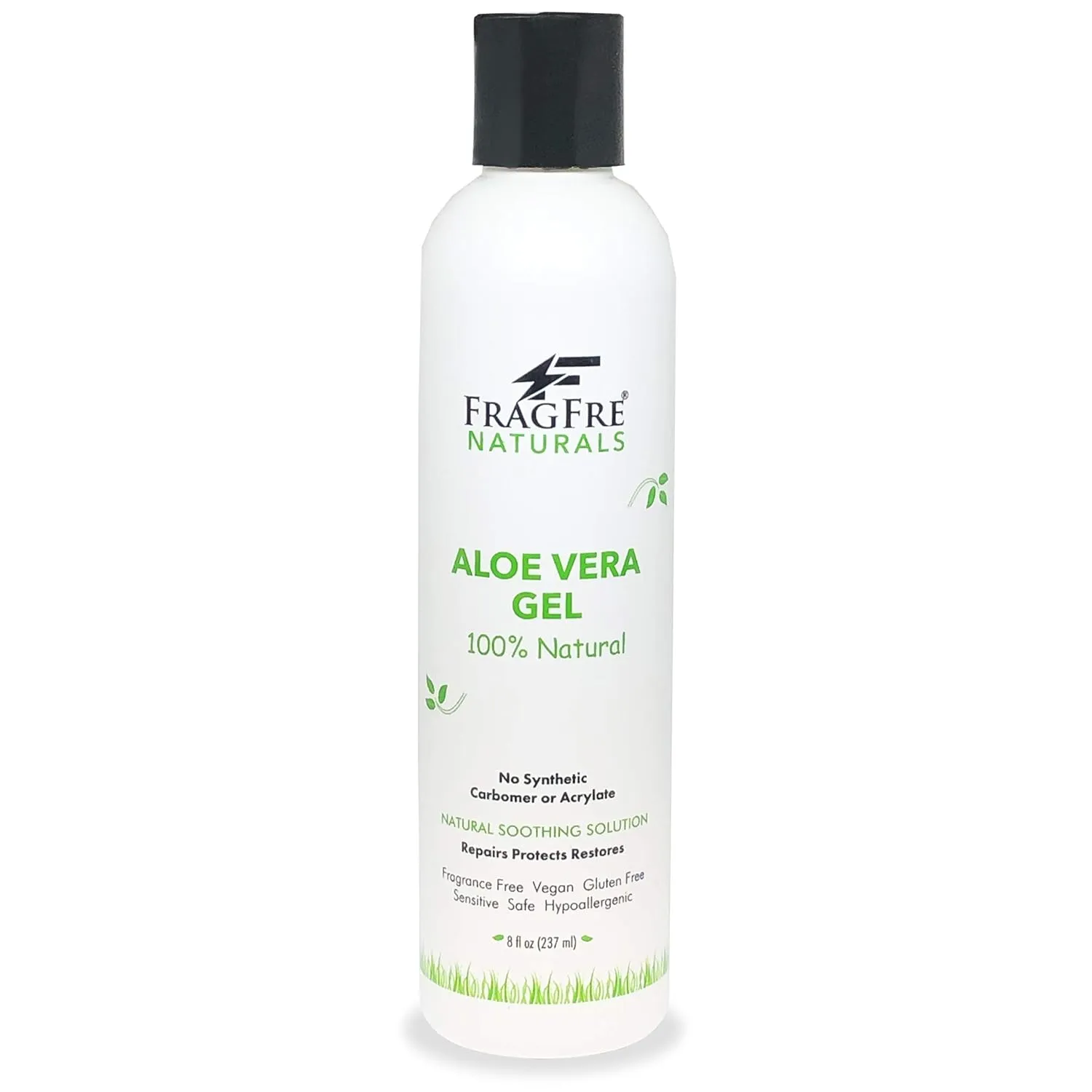 All-Natural Aloe Vera Gel 8 oz - No Synthetic Carbomer or Acrylate - 100% Natural Aloe Vera Soothing Gel - After Sun Exposure Skin Care - Fragrance Free Vegan Gluten Free