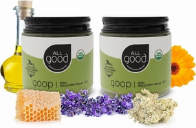 All Good Goop Organic Skin Care Recovery Balm - All Purpose Ointment w/Calendula, Lavender, Beeswax - Chafing Cream, Dry Skin Salve, Cracking Lip Moisturizer - Soothes, Hydrates & Calms - 4oz, 2-pack
