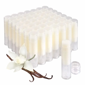 All Natural Lip Balm Bulk - Chapstick Lip Conditioner Contains Beeswax Sunflower Oil Vitamin E and Other Moisturizing Ingredients Comes in Customizable Packaging (Vanilla Bean, 50 Pack)