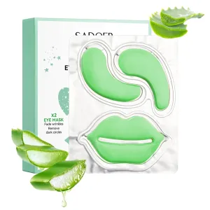 Aloe Vera Lip Masks & Under Eye Patches,Natural Moisturizing Lip Mask & Under Eye Mask Set for Reducing Fine Lines Wrinkles Eye Puffiness Eye Bags,Effectively Nourishes Lip & Eye Skin(10 Pairs)