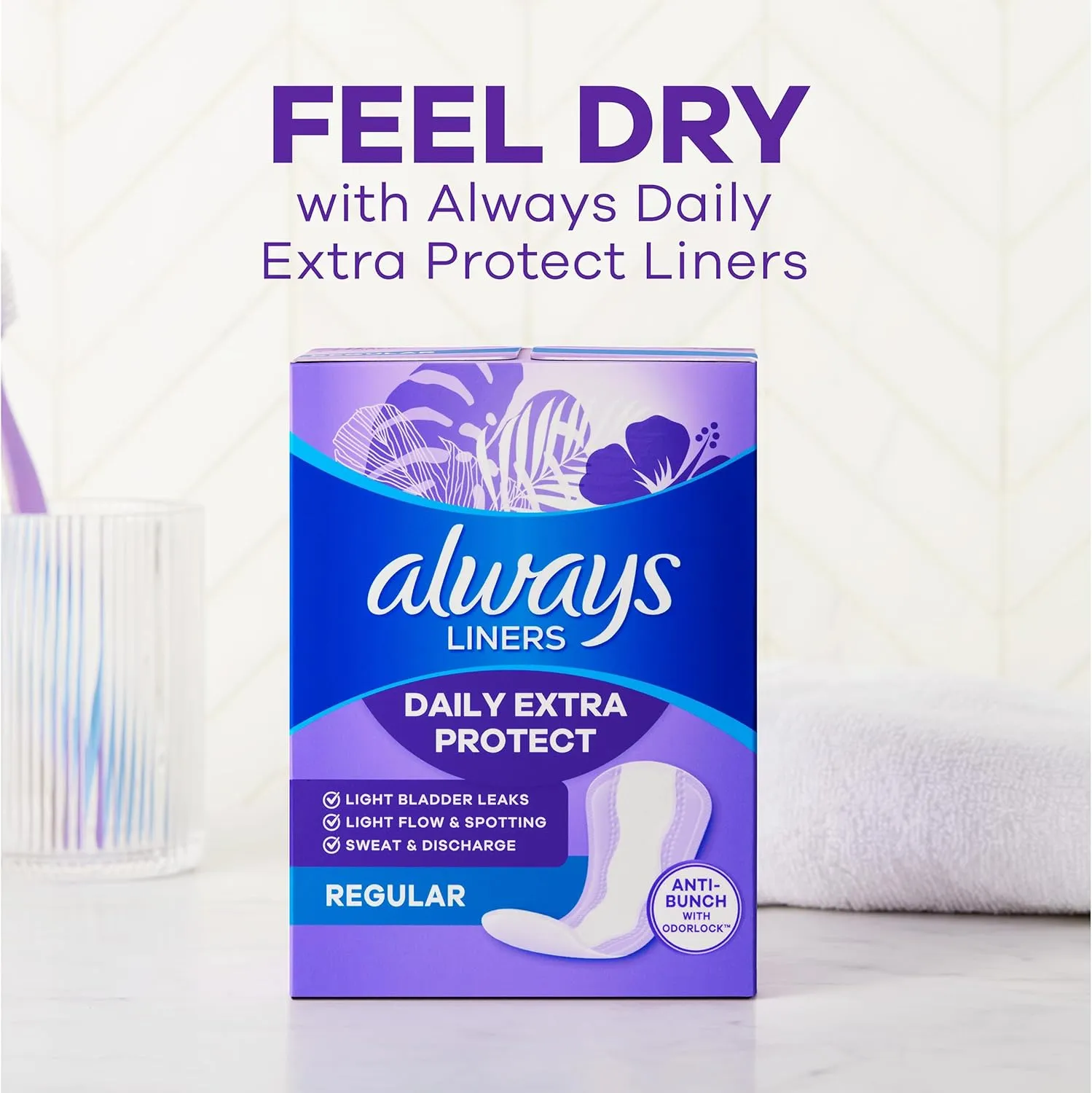 Always Anti-Bunch Xtra Protection, Panty Liners For Women, Extra Long Length, Unscented, 68 Count X 4 Packs (272 Count Total) (Packaging May Vary)