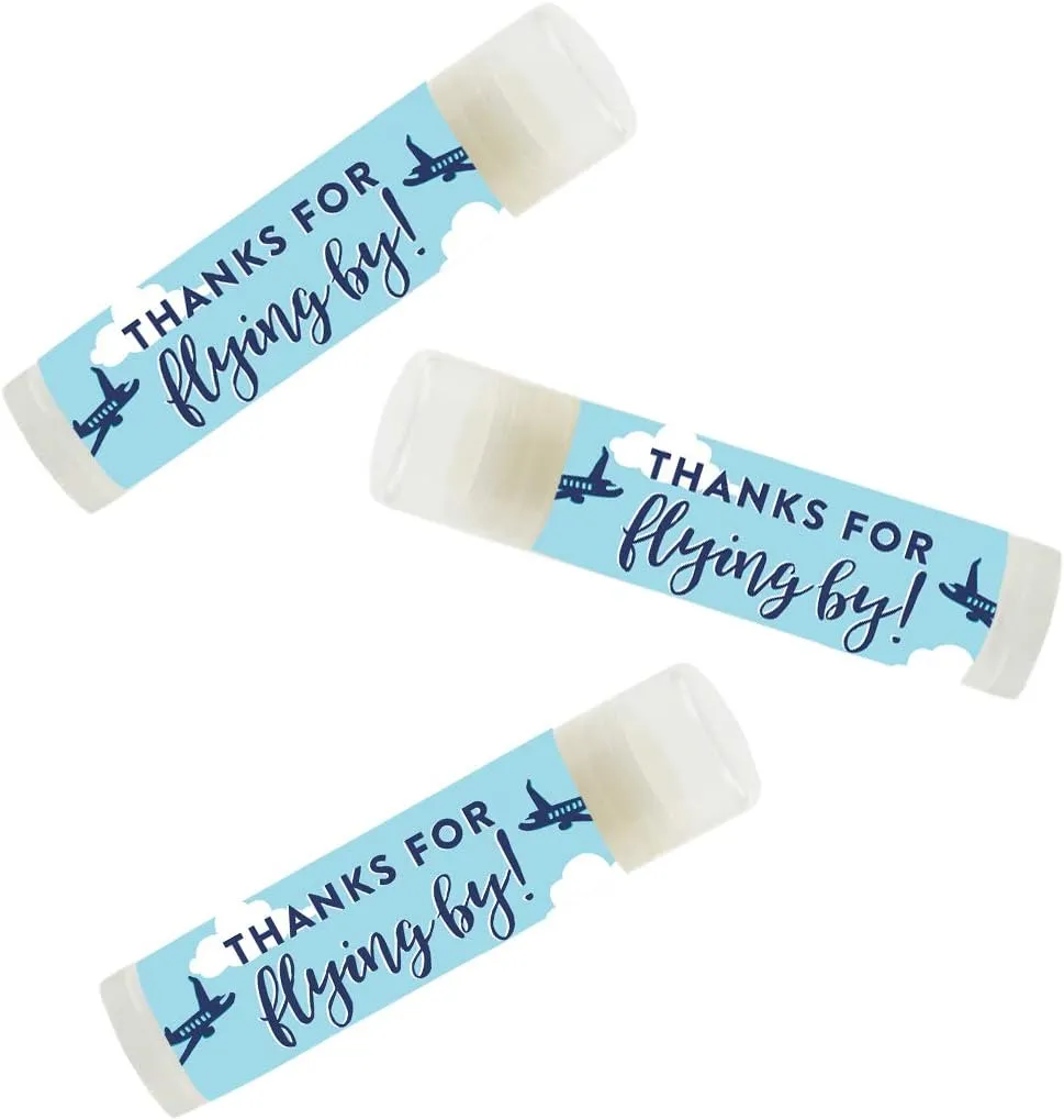 Andaz Press Blue Airplane and Clouds Birthday Party Collection, Lip Balm Favors, Thanks for Flying by!, 12-Pack