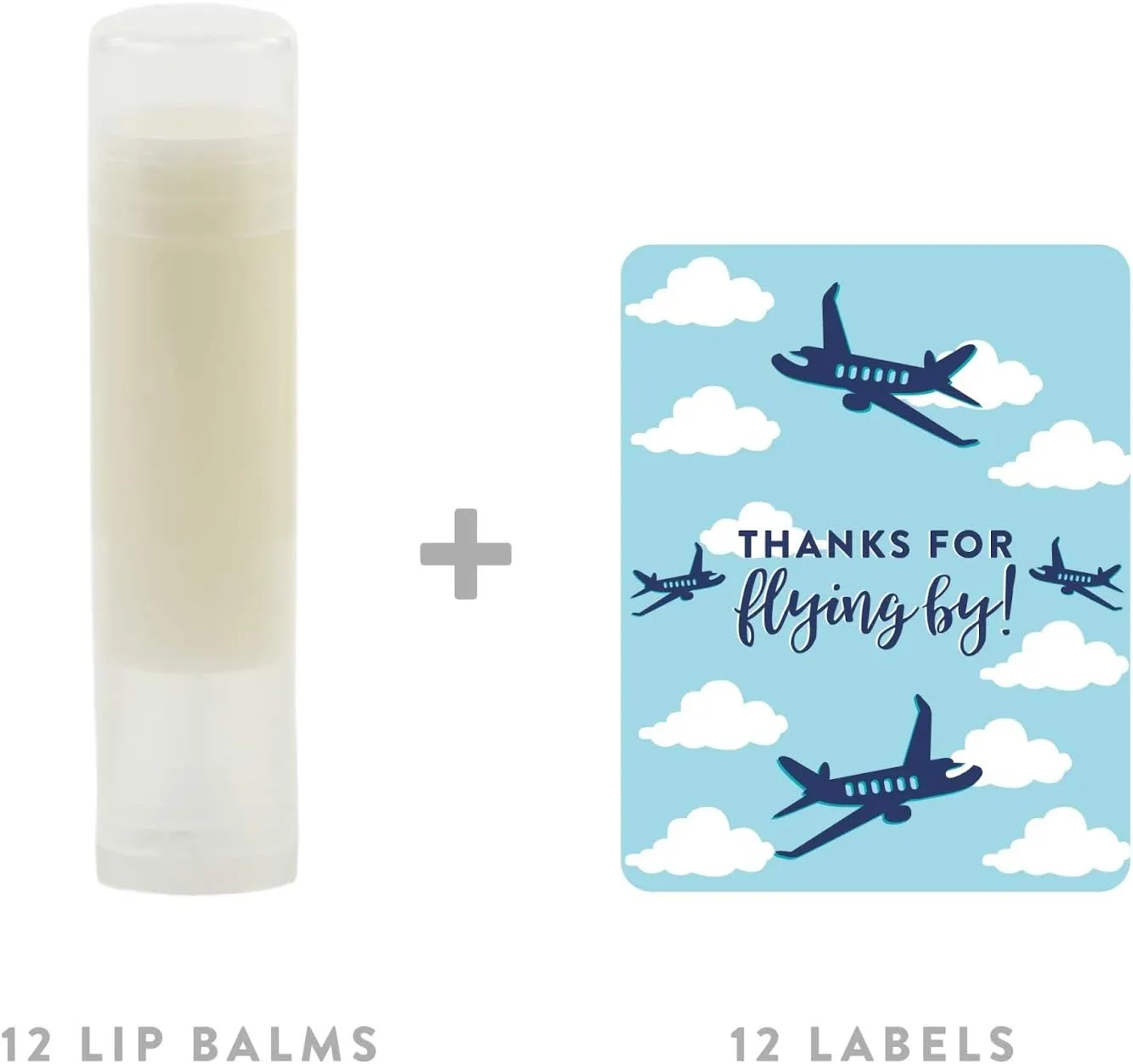 Andaz Press Blue Airplane and Clouds Birthday Party Collection, Lip Balm Favors, Thanks for Flying by!, 12-Pack