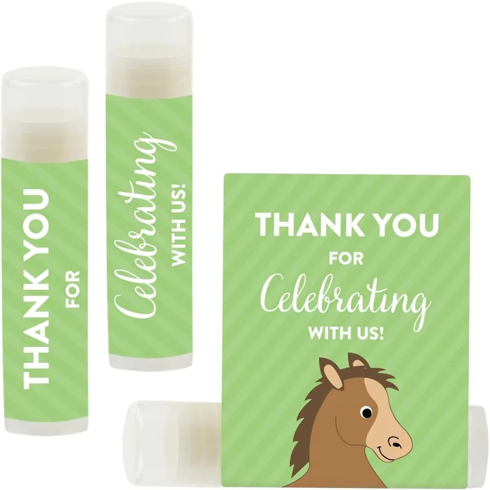 Andaz Press Lip Balm Birthday Party Favors, Thank You For Celebrating With Us, Horse, 12-Pack, Horse Themed Party Decor Gifts for Guests