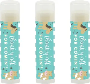Andaz Press Mint Green and Yellow Barnyard Farm Birthday Party Collection, Lip Balm Favors, Thank Y'all for Comin!, 12-Pack