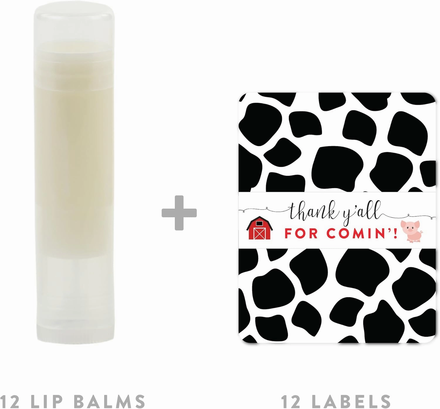 Andaz Press Red Farmhouse Barnyard Birthday Party Collection, Lip Balm Favors, Thank Y'all for Comin!, 12-Pack