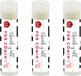 Andaz Press Red Farmhouse Barnyard Birthday Party Collection, Lip Balm Favors, Thank Y'all for Comin!, 12-Pack