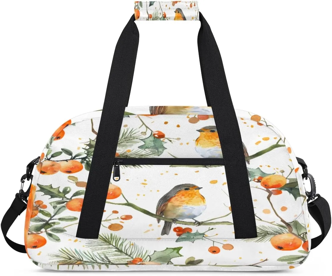 Animal Bird Gym Duffel Bag for Men Women Fruit Tree Sports Tote Bag with Adjustable Shoulder Strap for Dance Gymnastics Traveling Outdoor Camping Overnight Stay