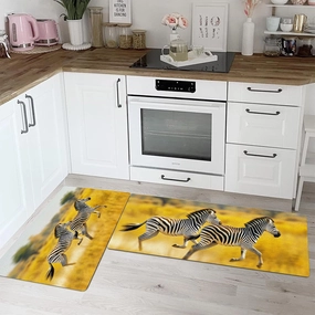 Anti-Fatigue Rug Set 2-Piece Non-Slip Kitchen mats Grassland, Running Zebra, for mats Kitchen Rugs Standing mats Suitable for, Sinks,Hallway entrances Also, 40 * 60 40 * 120CM