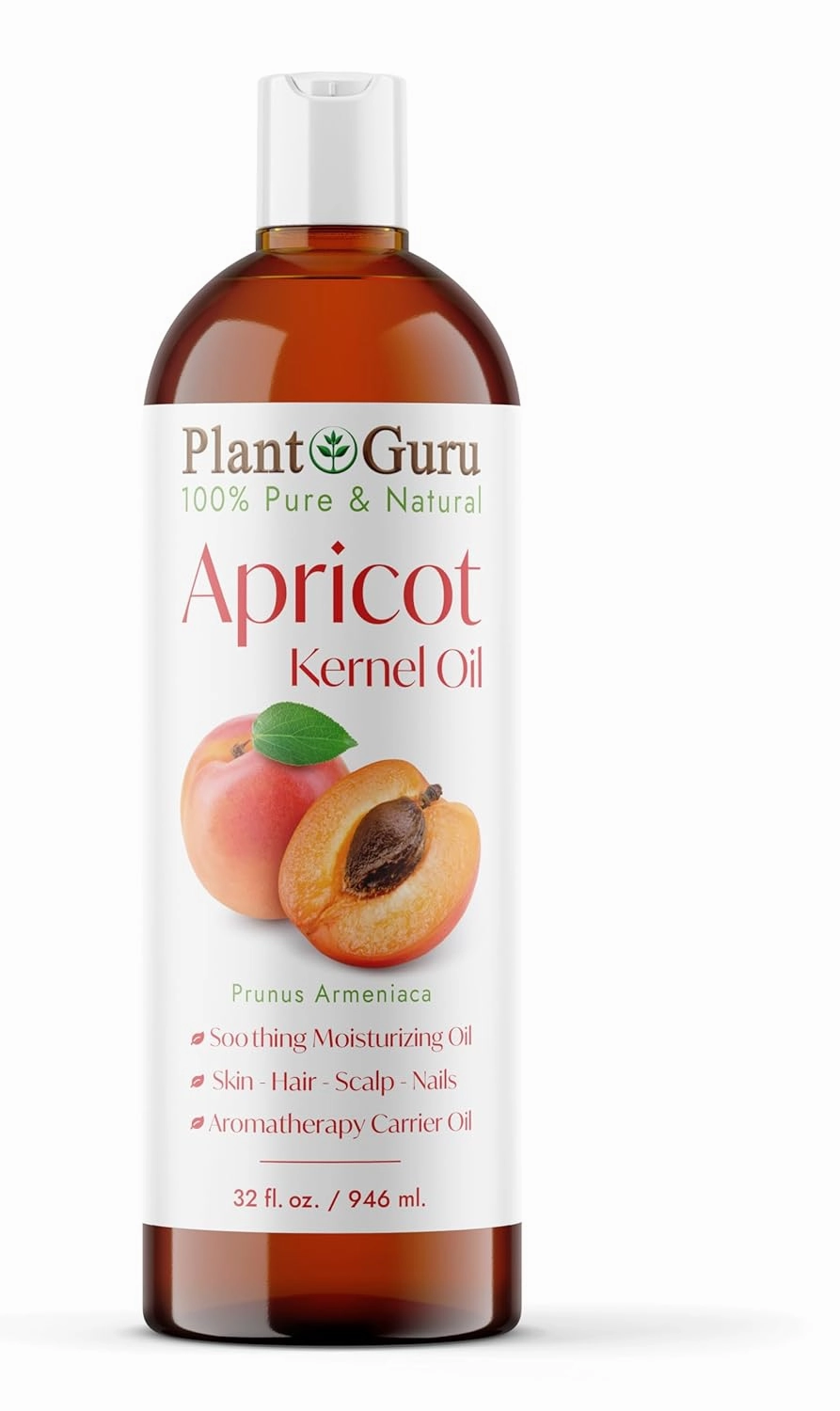 Apricot Kernel Oil 32 fl. oz. Cold Pressed 100% Pure Natural Carrier - Skin, Face, Body And Hair Growth Moisturizer. Great For DIY Cream, Lotions and Lip balm.