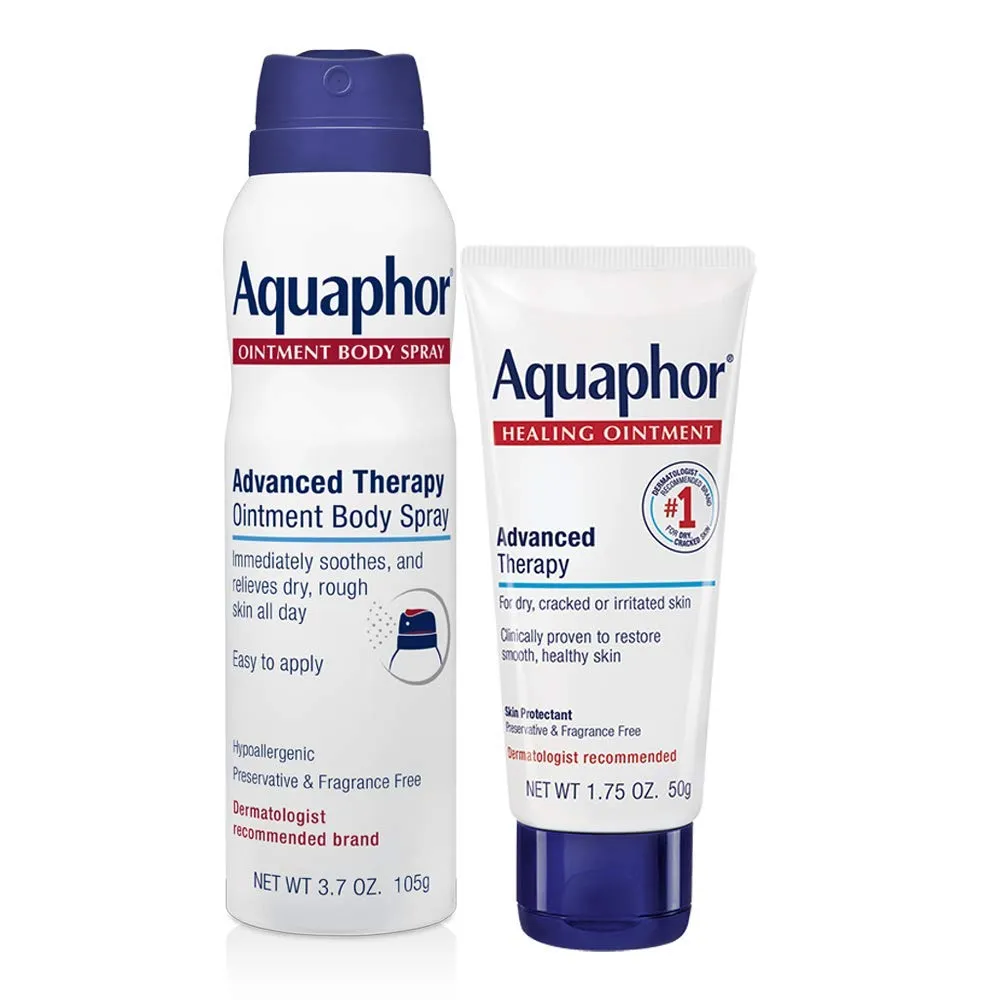 Aquaphor Advanced Therapy Healing Ointment Skin Protectant (1.75 Oz)   Advanced Therapy Ointment Body Spray (3.7 Oz), Body Moisturizer Skin Care Set
