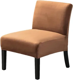 Armless Accent Chair Covers, Stretch Armless Chair Slipcover Velvet Armless Chair Covers Furniture Protector for Living Room Bedroom (Camel)