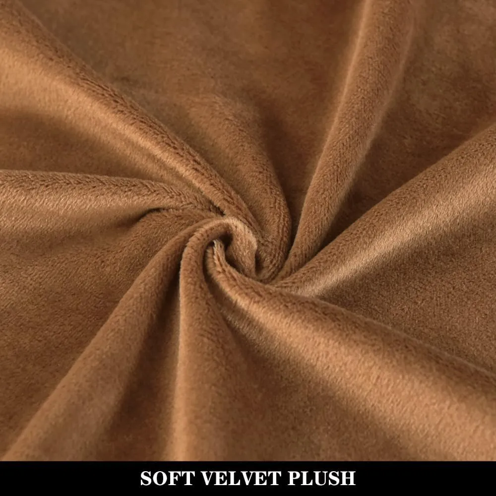 Armless Accent Chair Covers, Stretch Armless Chair Slipcover Velvet Armless Chair Covers Furniture Protector for Living Room Bedroom (Camel)