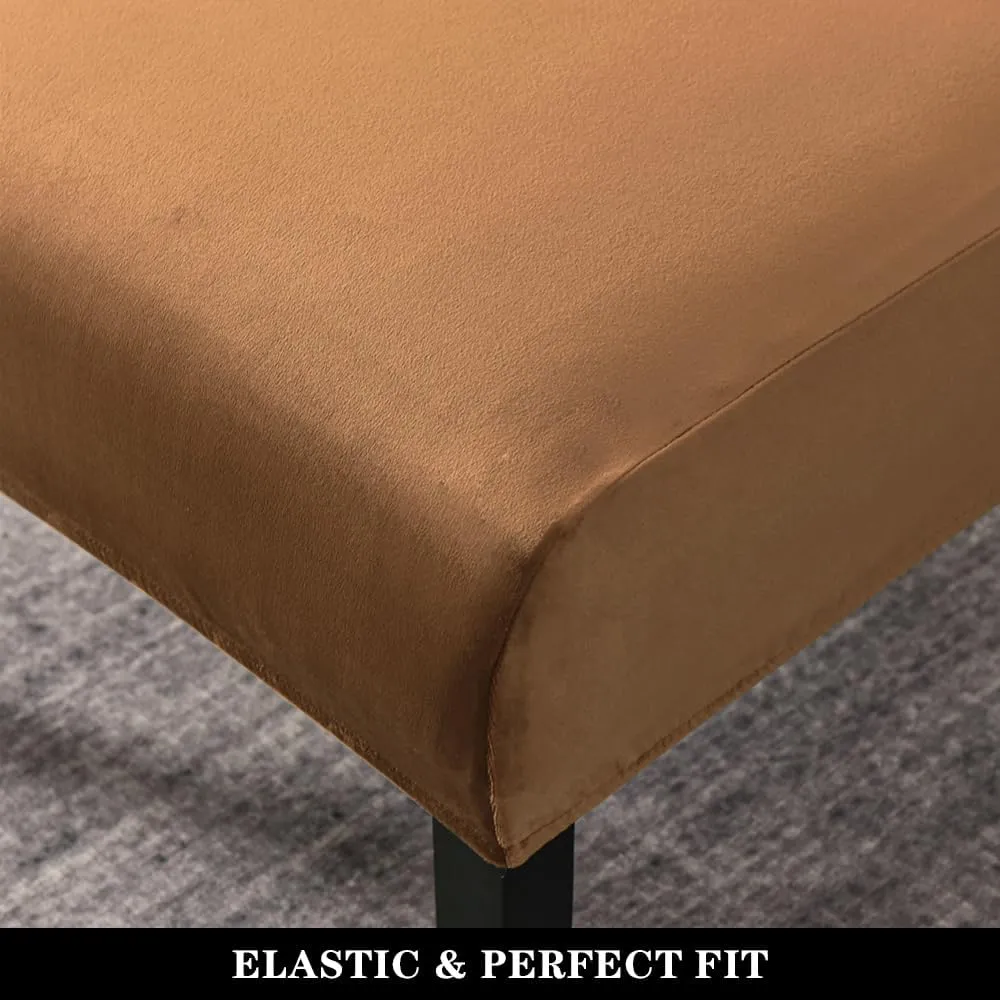 Armless Accent Chair Covers, Stretch Armless Chair Slipcover Velvet Armless Chair Covers Furniture Protector for Living Room Bedroom (Camel)