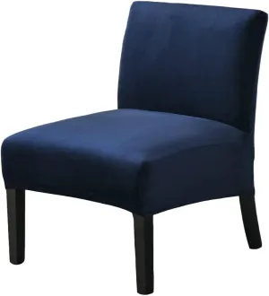 Armless Accent Chair Covers, Stretch Armless Chair Slipcover Velvet Armless Chair Covers Furniture Protector for Living Room Bedroom (Dark Blue)